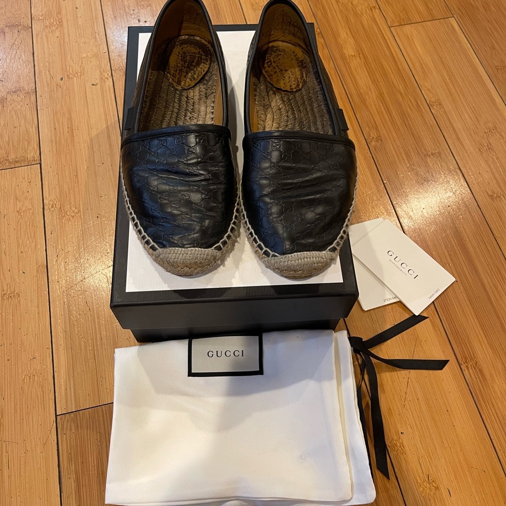 Gucci Micro GG Leather Espadrilles